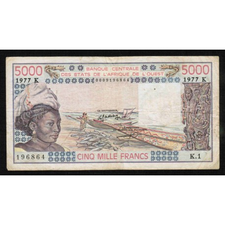 ÉTATS DE L'AFRIQUE DE L'OUEST - SENEGAL - PICK 708 K. d  - 5 000 FRANCS - 1977 - B C E A O