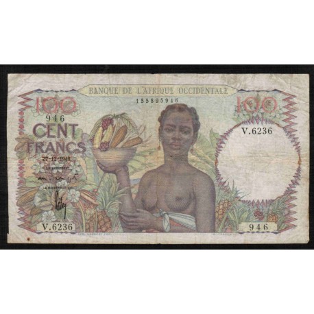 Französisch Westafrika - PICK 40 - 100 FRANCS - 27/12/1948