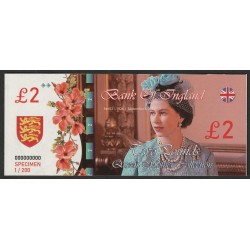 UNITED KINGDOM - 2 POUND - SPECIMEN - ELIZABETH II - QUEEN MOTHER COLLECTION - COSTUME TICKET