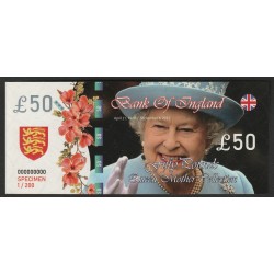 VEREINIGTES KÖNIGREICH - 50 PFUND - EXEMPLAR - ELIZABETH II - QUEEN MOTHER COLLECTION - KOSTÜMTICKET