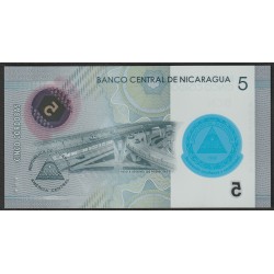 NICARAGUA  - PICK 219 - 5 CORDOBAS - 2019 - POLYMER