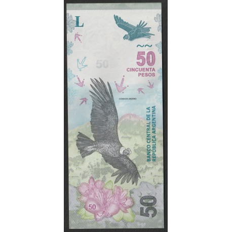 ARGENTINA - PICK 363 - 50 PESOS (2018-2020) - ANDES CONDOR - FLOWERS