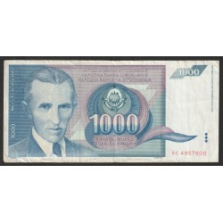 YOUGOSLAVIE - PICK 110 - 1000 DINARA - 1991