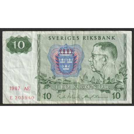 SCHWEDEN - PICK 52 e - 10 KRONOR - 1987