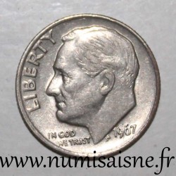 VEREINIGTE STAATEN - KM 195a - 1 DIME 1967 - FRANKLIN ROOSEVELT