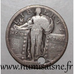 UNITED STATES - 1/4 DOLLAR - Not dated - STANDING LIBERTY QUARTER - Drilled for pendant