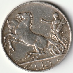 ITALIE - KM 68.2 - 10 LIRE 1927 R - VICTOR EMMANUEL III - CHEVAUX