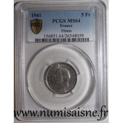 FRANKREICH - KM 901 - 5 FRANCS 1941 - TYP PÉTAIN -  - PCGS MS 64