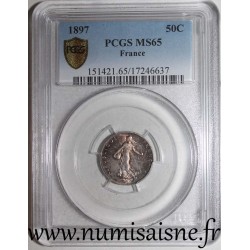 GADOURY 420 - 50 CENTIMES 1897 - TYPE SEMEUSE - KM 854 - PCGS MS 65