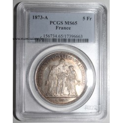 FRANCE - KM 820 - 5 FRANCS 1873 A - Paris - TYPE HERCULE - PCGS MS 65