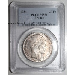 FRANCE - KM 879 - 20 FRANCS 1934 - TYPE TURIN - PCGS MS 61