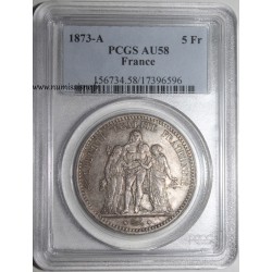 GADOURY 745a - 5 FRANCS 1873 A - Paris - TYPE HERCULE - KM 820 - PCGS AU 58