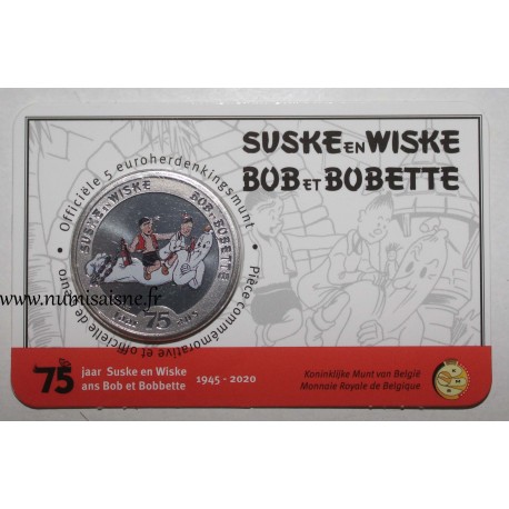 BELGIUM - 5 EURO 2020 - 75 YEARS OF LUKE AND LUCY - SUSKE EN WISKE - Coincard