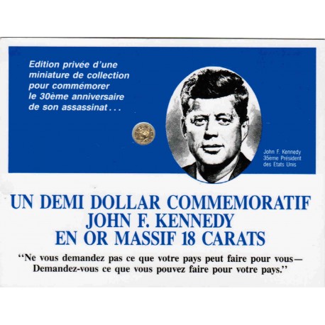 UNITED STATES - 1/2 DOLLAR COMMEMORATIVE - JOHN F. KENNEDY - SOLID GOLD 18 CARATS