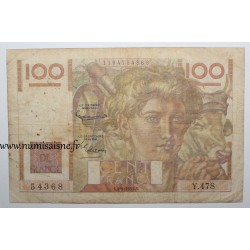 FRANCE - PICK 128 - 100 FRANCS JEUNE PAYSAN - 03/04/1952