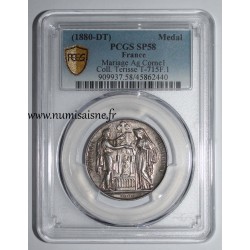 MÉDAILLE DE MARIAGE - 'MARIAGE CHRÉTIEN' - COLLECTION TERRISSE - PCGS SP 58 - ARGENT