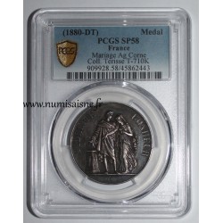 MÉDAILLE DE MARIAGE - 'FIDÉLITÉ BONHEUR' - COLLECTION TERRISSE - PCGS - SP 58 - ARGENT