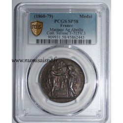 MÉDAILLE DE MARIAGE - 'MARIAGE CHRÉTIEN' - COLLECTION TERRISSE - PCGS - SP 55 - ARGENT