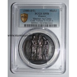 HOCHZEITSMEDAILLE – „LA RELIGION LES UNIT“ – KOLLEKTION TERRISSE – PCGS – SP 58 – SILBER