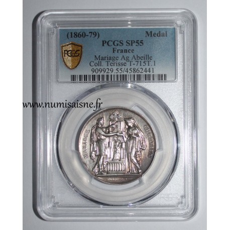 MÉDAILLE DE MARIAGE - 'MARIAGE CHRÉTIEN' - COLLECTION TERRISSE - PCGS - SP 55 - ARGENT