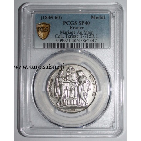 HOCHZEITSMEDAILLE – „CHRISTLICHE EHE“ – TERRISSE-KOLLEKTION – PCGS - SP 40 – SILBER