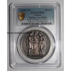 WEDDING MEDAL - 'LA RELIGION LES UNIT' - COLLECTION TERRISSE - PCGS - SP 55 - SILVER