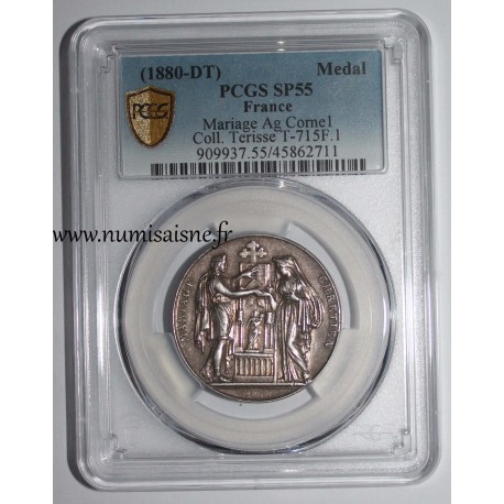 MÉDAILLE DE MARIAGE - 'MARIAGE CHRÉTIEN' - COLLECTION TERRISSE - PCGS - SP 55 - ARGENT