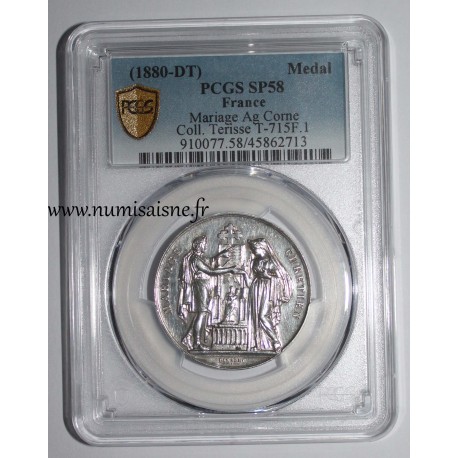 HOCHZEITSMEDAILLE – „CHRISTLICHE EHE“ – TERRISSE-KOLLEKTION – PCGS - SP 58 – SILBER