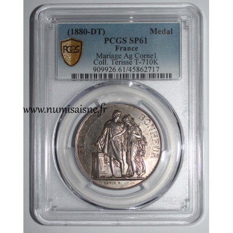 HOCHZEITSMEDAILLE – „FIDÉLITÉ BONHEUR“ – TERRISSE-KOLLEKTION – PCGS – SP 61 – SILBER