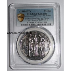 MÉDAILLE DE MARIAGE - 'LA RELIGION LES UNIT' - COLLECTION TERRISSE - PCGS - SP GENUINE - ARGENT