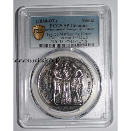 MÉDAILLE DE MARIAGE - 'LA RELIGION LES UNIT' - COLLECTION TERRISSE - PCGS - SP GENUINE - ARGENT