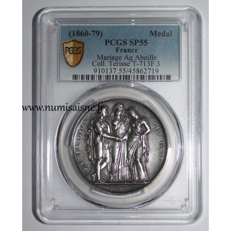 HOCHZEITSMEDAILLE – „CHRISTLICHE EHE“ – TERRISSE-KOLLEKTION – PCGS - SP 55 – SILBER