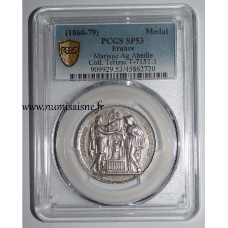 MÉDAILLE DE MARIAGE - 'MARIAGE CHRÉTIEN' - COLLECTION TERRISSE - PCGS - SP 53 - ARGENT