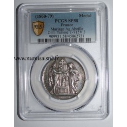 MÉDAILLE DE MARIAGE - 'MARIAGE CHRÉTIEN' - COLLECTION TERRISSE - PCGS - SP 58 - ARGENT