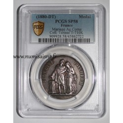 HOCHZEITSMEDAILLE – „FIDÉLITÉ BONHEUR“ – TERRISSE-KOLLEKTION – PCGS – SP 58 – SILBER