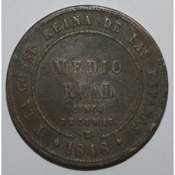 SPANIEN - KM 591 - 1/2 REAL 1848 - 5 DECIMAS - Isabella II