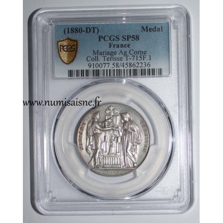 MÉDAILLE DE MARIAGE - 'MARIAGE CHRÉTIEN' - COLLECTION TERISSE - PCGS - SP 58 - ARGENT