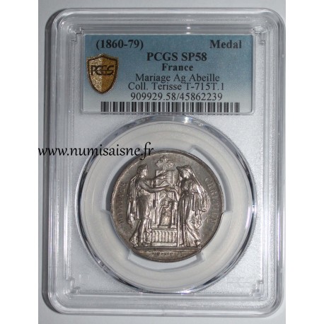 HOCHZEITSMEDAILLE – „CHRISTLICHE EHE“ – TERISSE -KOLLEKTION – PCGS - SP 58 – SILBER