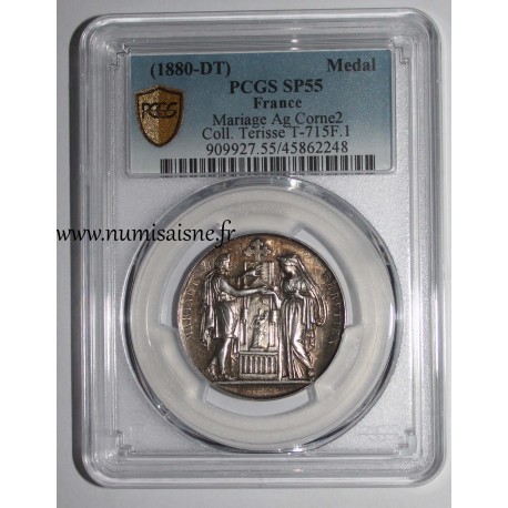 MÉDAILLE DE MARIAGE - 'MARIAGE CHRÉTIEN' - COLLECTION TERISSE - PCGS - SP 55 - ARGENT