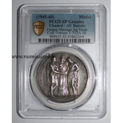 MÉDAILLE DE MARIAGE - 'LA RELIGION LES UNIT' - COLLECTION TERISSE - PCGS - SP GENUINE - ARGENT