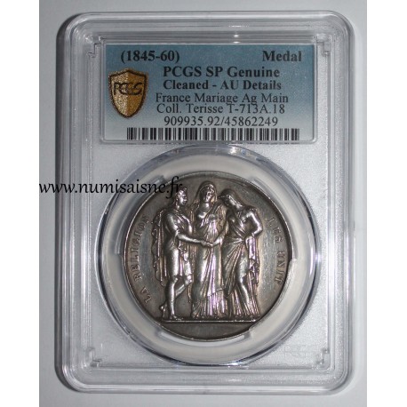 WEDDING MEDAL - 'LA RELIGION LES UNIT' - COLLECTION TERISSE - PCGS - SP GENUINE - SILVER