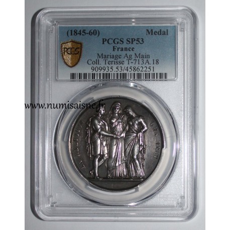 WEDDING MEDAL - 'LA RELIGION LES UNIT' - COLLECTION TERISSE - PCGS - SP 53 - SILVER