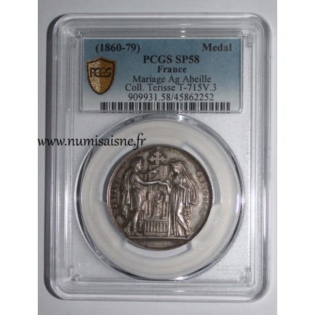 HOCHZEITSMEDAILLE – „CHRISTLICHE EHE“ – TERISSE -KOLLEKTION – PCGS - SP 58 – SILBER