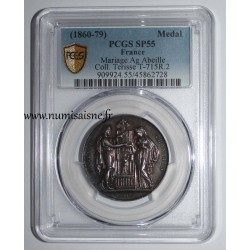 MÉDAILLE DE MARIAGE - 'MARIAGE CHRÉTIEN' - COLLECTION TERISSE - PCGS - SP 55 - ARGENT