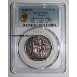 HOCHZEITSMEDAILLE – „CHRISTLICHE EHE“ – TERISSE -KOLLEKTION – PCGS - SP 58 – SILBER