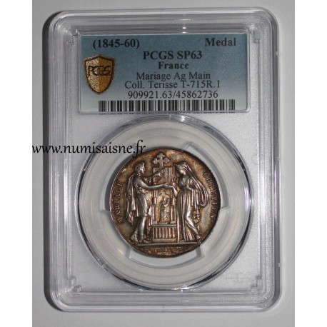 HOCHZEITSMEDAILLE – „CHRISTLICHE EHE“ – TERISSE -KOLLEKTION – PCGS - SP GENUINE – SILBER