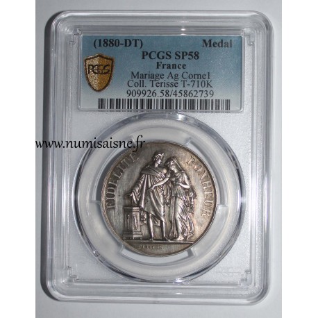 HOCHZEITSMEDAILLE – „FIDÉLITÉ BONHEUR“ – TERISSE -KOLLEKTION – PCGS – SP 55 – SILBER