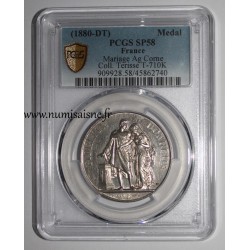 HOCHZEITSMEDAILLE – „FIDÉLITÉ BONHEUR“ – TERISSE -KOLLEKTION – PCGS – SP 58 – SILBER