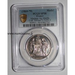 HOCHZEITSMEDAILLE – „CHRISTLICHE EHE“ – TERISSE -KOLLEKTION – PCGS - SP 58 – SILBER