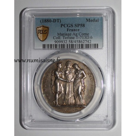 WEDDING MEDAL - 'LA RELIGION LES UNIT' - COLLECTION TERISSE - PCGS - SP 58 - SILVER